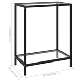 Console Table Transparent 60x35x75 cm Tempered Glass - Rear View