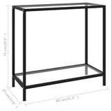 Console Table Transparent 80x35x75 cm Tempered Glass - Rear View