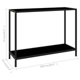 Console Table Black 100x35x75 cm Tempered Glass - Rear View