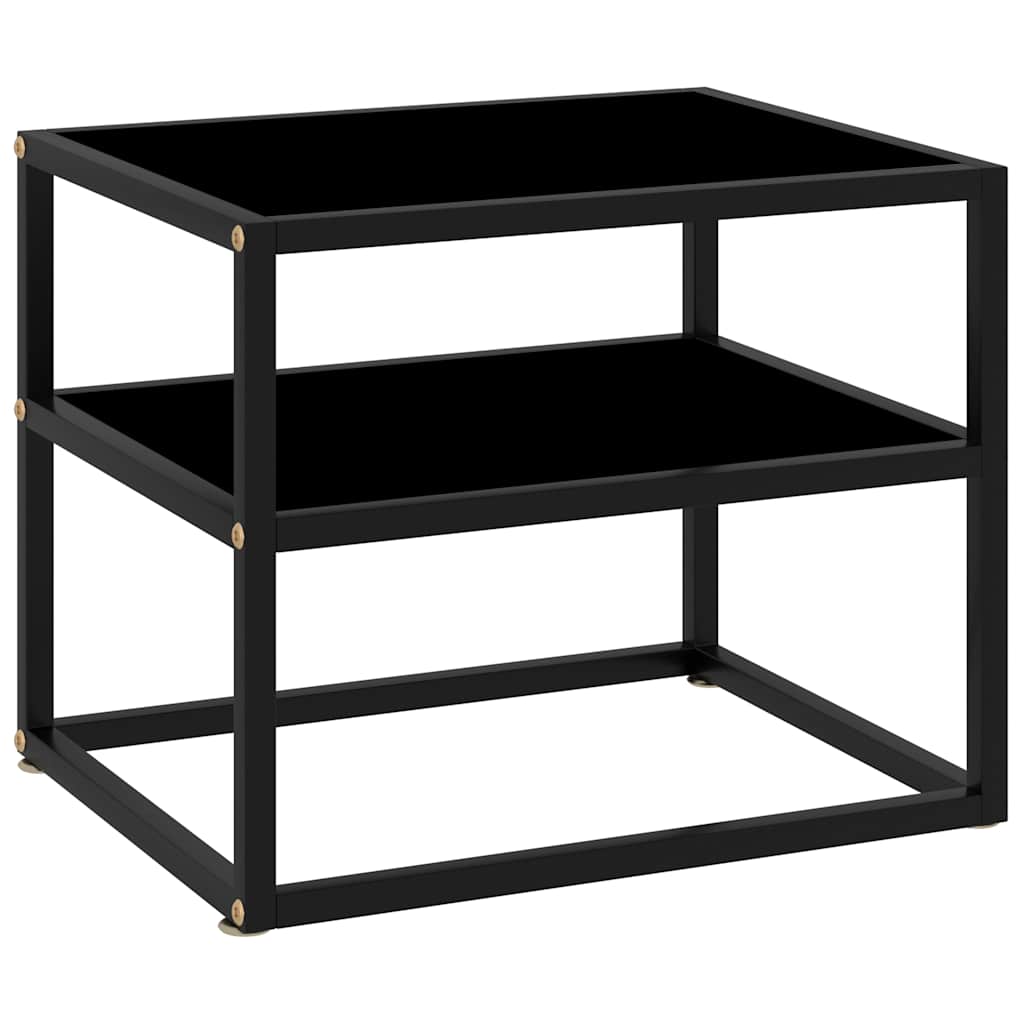 Console Table Black 50x40x40 cm Tempered Glass