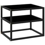 Console Table Black 50x40x40 cm Tempered Glass