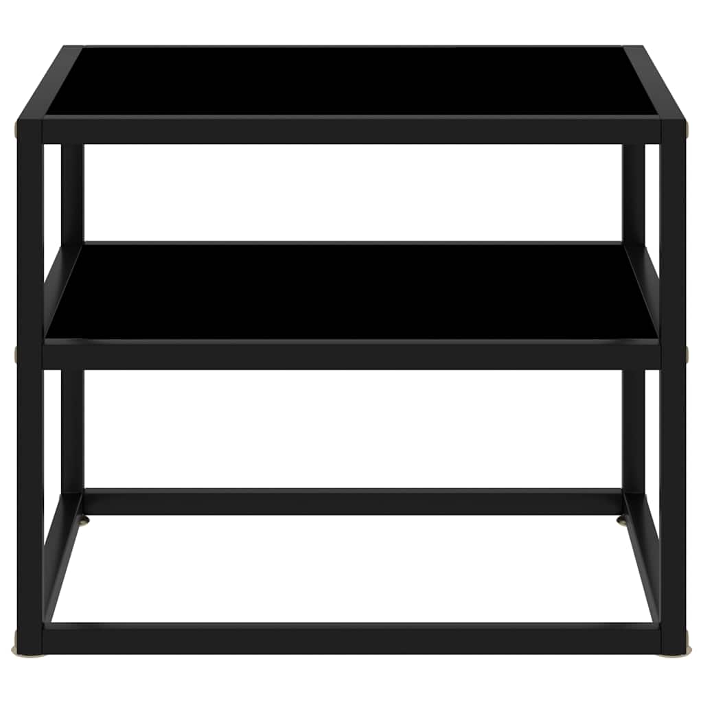 Console Table Black 50x40x40 cm Tempered Glass