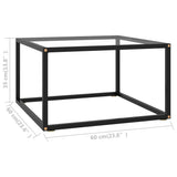 Coffee Table Black with Tempered Glass 60x60x35 cm - 45-Degree Angle