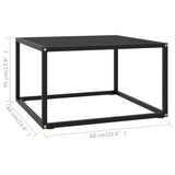 Coffee Table Black with Black Glass 60x60x35 cm - 45-Degree Angle