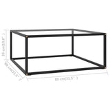 Coffee Table Black with Tempered Glass 80x80x35 cm - 45-Degree Angle