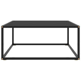 Coffee Table Black with Black Glass 80x80x35 cm - Front View