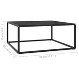 Coffee Table Black with Black Glass 80x80x35 cm - 45-Degree Angle