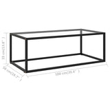 Coffee Table Black with Tempered Glass 100x50x35 cm - Rear View