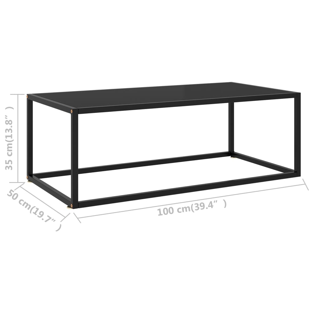 Coffee Table Black with Black Glass 100x50x35 cm