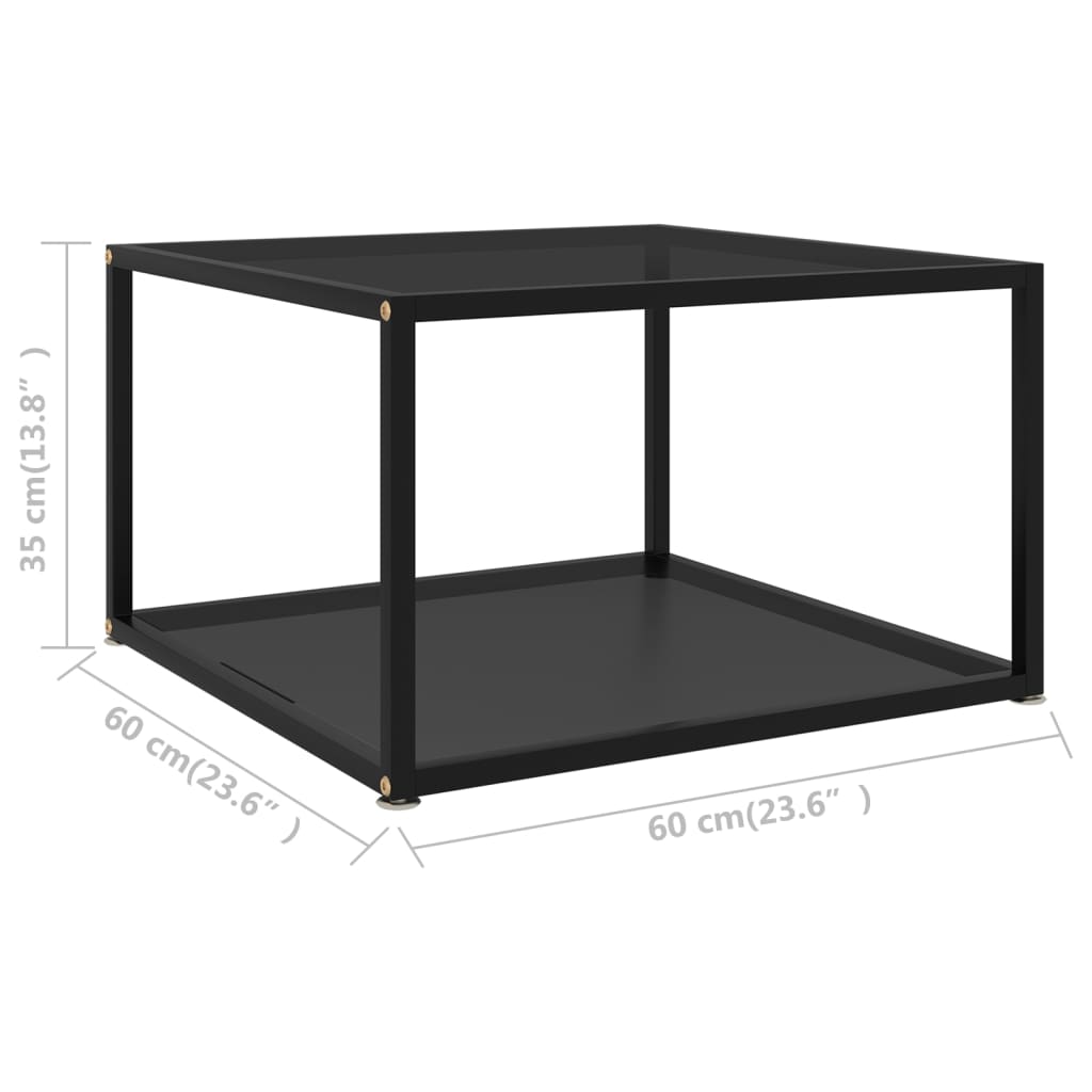 Coffee Table Black 60x60x35 cm Tempered Glass