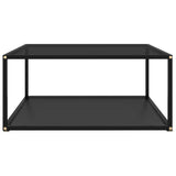 Coffee Table Black 80x80x35 cm Tempered Glass - Front View