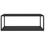 Coffee Table Black 100x50x35 cm Tempered Glass - Front View