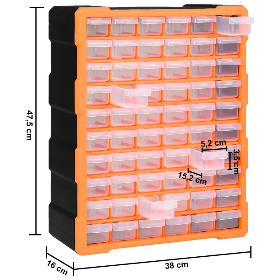 Multi-drawer Organiser with 60 Drawers 38x16x47.5 cm