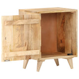 Carved Bedside Cabinet 40x30x50 cm Solid Mango Wood - Front View
