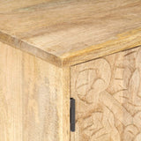 Carved Bedside Cabinet 40x30x50 cm Solid Mango Wood