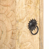 Carved Bedside Cabinet 40x30x50 cm Solid Mango Wood - Close-Up Angle