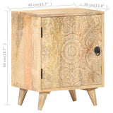 Carved Bedside Cabinet 40x30x50 cm Solid Mango Wood - Low Angle