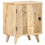 Carved Bedside Cabinet 40x30x50 cm Solid Mango Wood