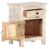Bedside Cabinet 40x30x50 cm Rough Acacia Wood - Front View