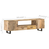 TV Cabinet 160x30x45 cm Solid Mango Wood - Close-Up Angle