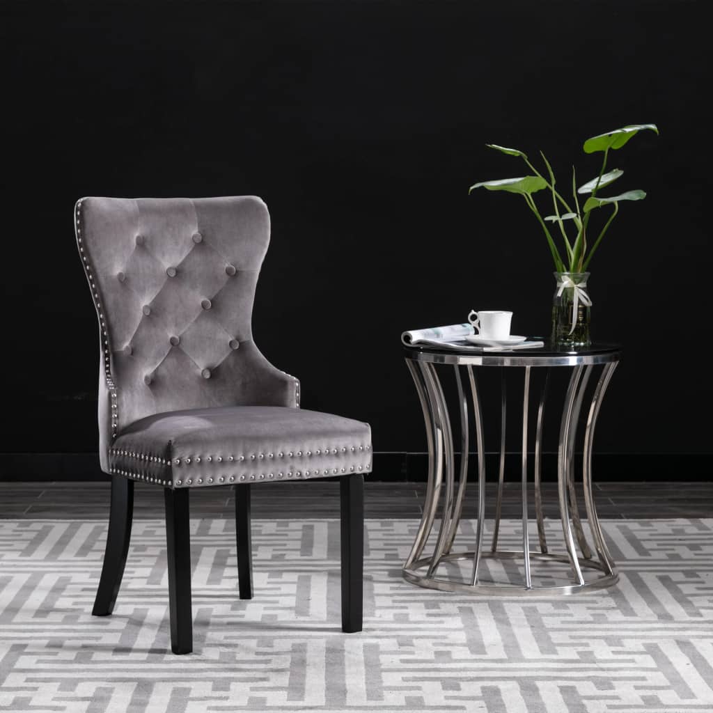 Dining Chairs 4 pcs Grey Velvet