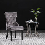 Dining Chairs 4 pcs Grey Velvet - Front View