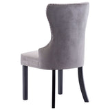 Dining Chairs 4 pcs Grey Velvet - Rear View