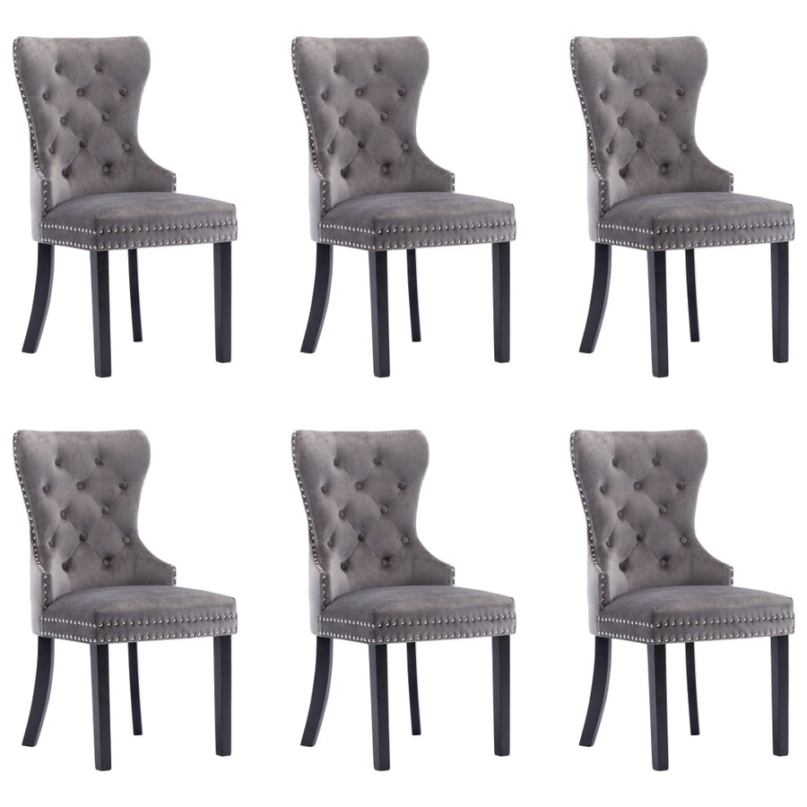 Dining Chairs 6 pcs Grey Velvet