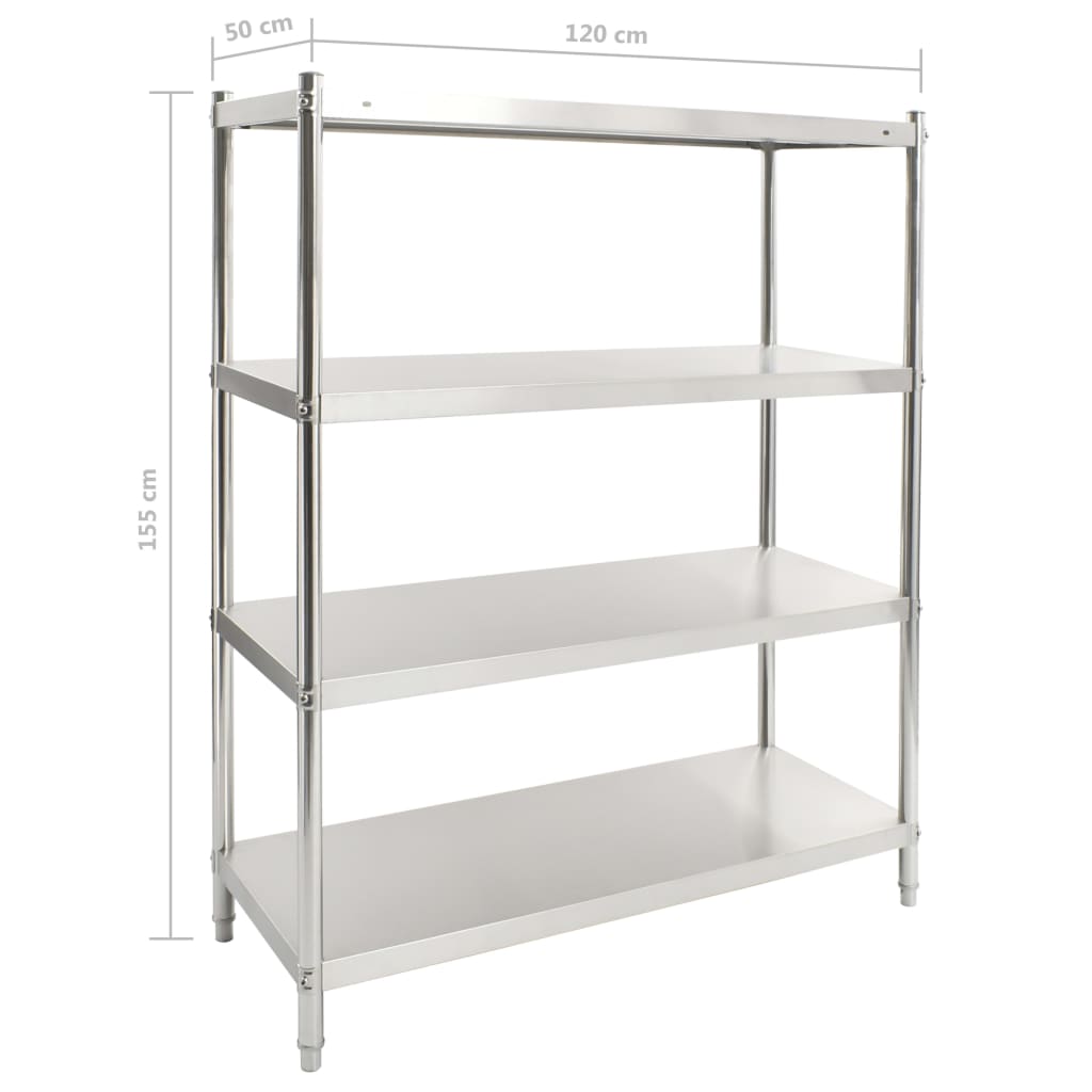 4-tier Kitchen Shelf 120x50x155 Cm Stainless Steel