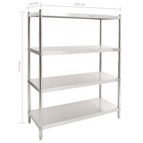 4-tier Kitchen Shelf 120x50x155 Cm Stainless Steel