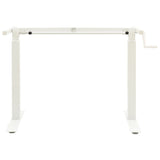 Manual Height Adjustable Standing Desk Frame Hand Crank White - Side View