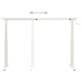 Manual Height Adjustable Standing Desk Frame Hand Crank White