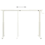 Manual Height Adjustable Standing Desk Frame Hand Crank White - Rear View