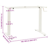 Manual Height Adjustable Standing Desk Frame Hand Crank White - Low Angle