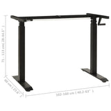 Manual Height Adjustable Standing Desk Frame Hand Crank Black - Low Angle