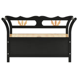 Storage Bench 126 cm Black Solid Fir Wood - Front View