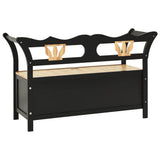 Storage Bench 126 cm Black Solid Fir Wood - Side View