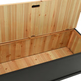 Storage Bench 126 cm Black Solid Fir Wood - Close-Up Angle