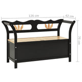 Storage Bench 126 cm Black Solid Fir Wood - Low Angle