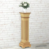 Classic Square Pillar Plant Stand Light Wood 17x17x66 cm MDF - Top-Down View