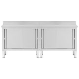 Work Tables with Sliding Doors 2pcs 200x50x(95-97)cm Stainless Steel