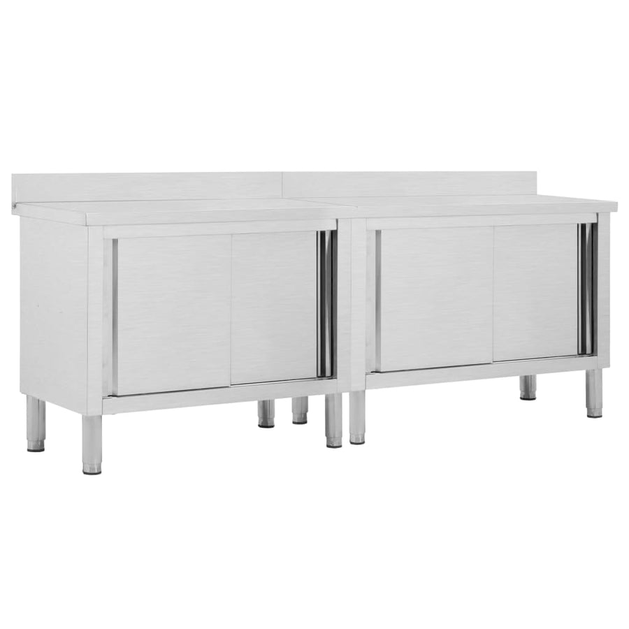 Work Tables with Sliding Doors 2pcs 240x50x(95-97)cm