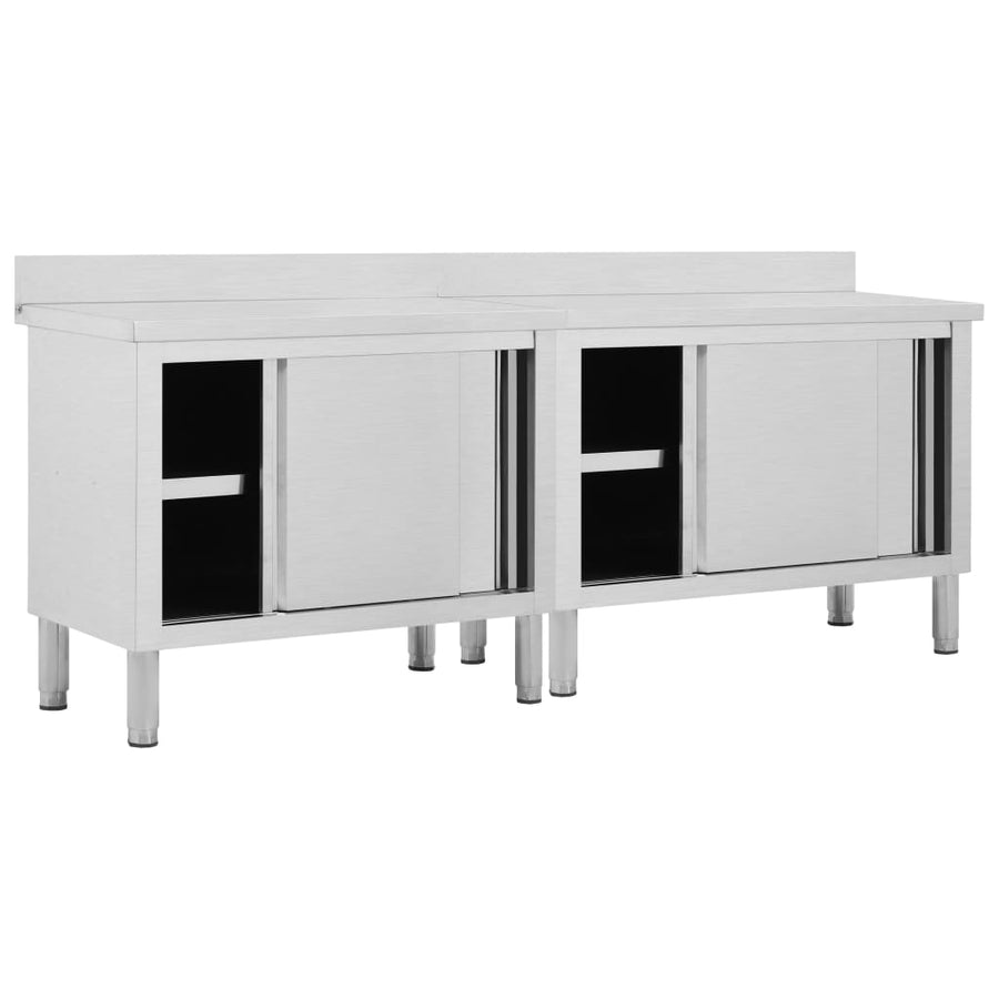 Work Tables with Sliding Doors 2pcs 240x50x(95-97)cm