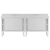 Work Tables with Sliding Doors 2pcs 240x50x(95-97)cm Stainless Steel