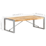 Coffee Table 120x60x40 cm Rough Mango Wood - Rear View