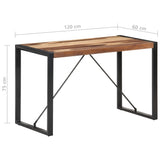 Dining Table 120x60x75 cm Solid Wood - Rear View