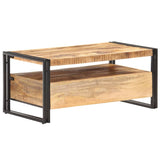 Coffee Table 100x55x45 cm Rough Mango Wood - Side View