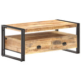 Coffee Table 100x55x45 cm Rough Mango Wood - Close-Up Angle