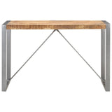 Dining Table 120x60x75 cm Solid Rough Mango Wood - Front View