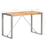 Dining Table 120x60x75 cm Solid Rough Mango Wood - Close-Up Angle